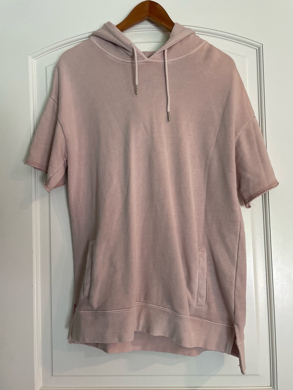 Pacsun Light Pink Short-Sleeve Hoodie Sweatshirt Size M